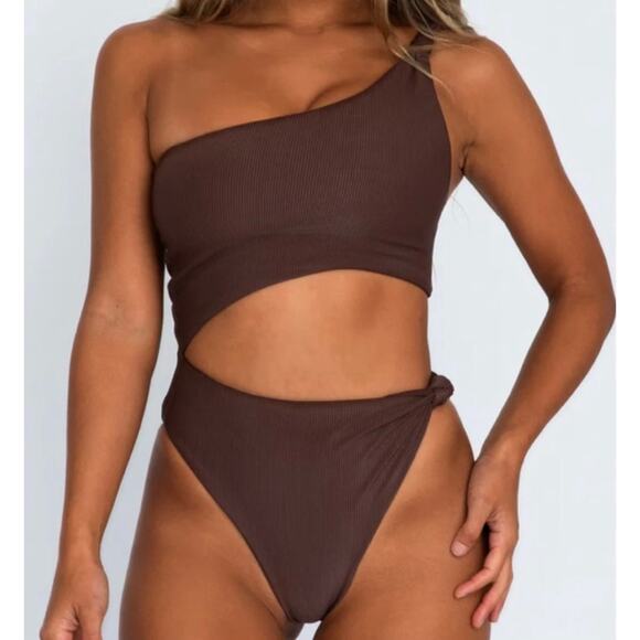 Skatie• ‘Nicole’ One Piece Swimsuit in Ribbed CHOCOLATE - Picture 1 of 13